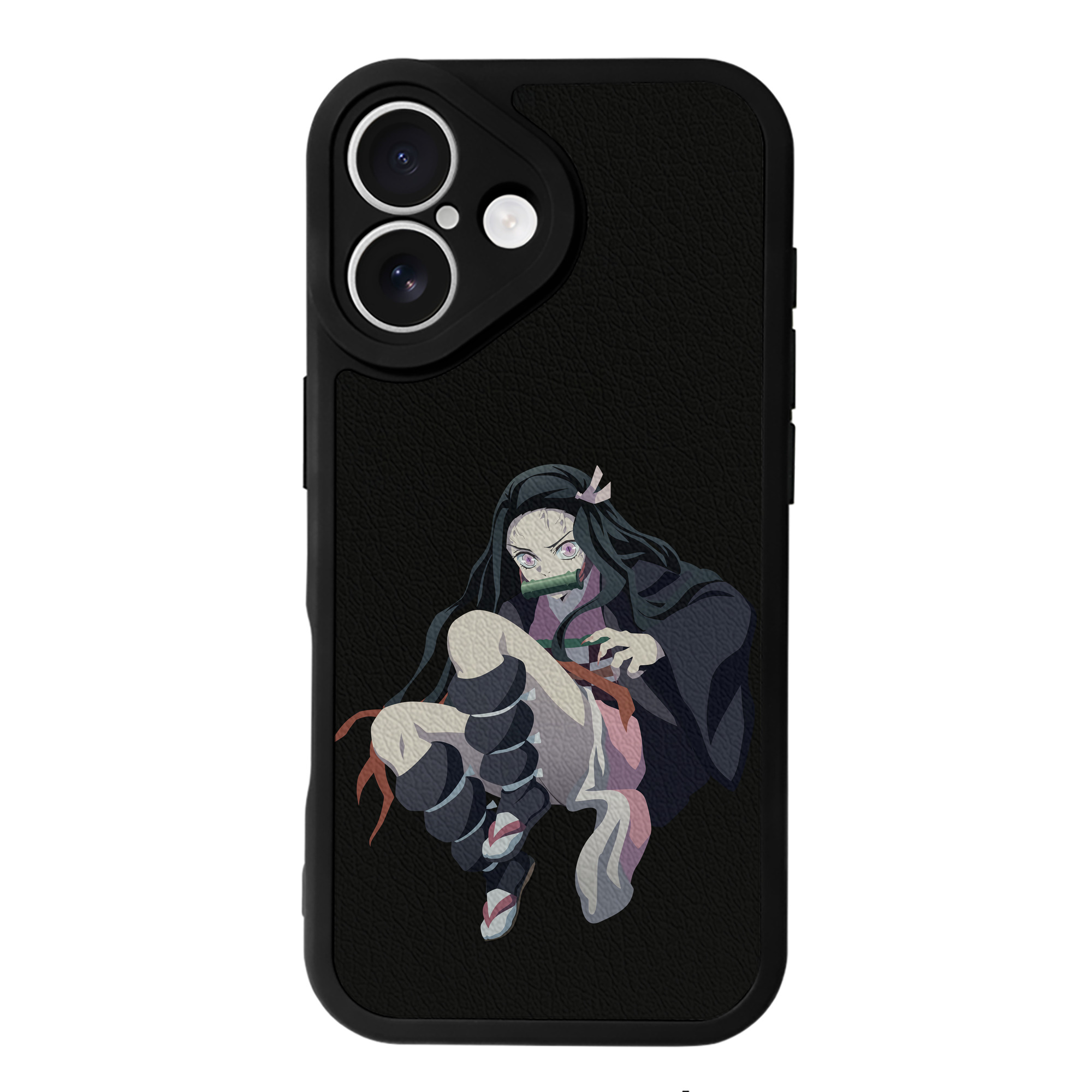 （画像用） 鬼滅の刃（きめつのやいば）竈門 禰󠄀豆子／かまど ねずこ Kamado Nezuko 【iPhone 16シリーズ対応】シリコンスマホケース（レザー調） 材質：シリコン